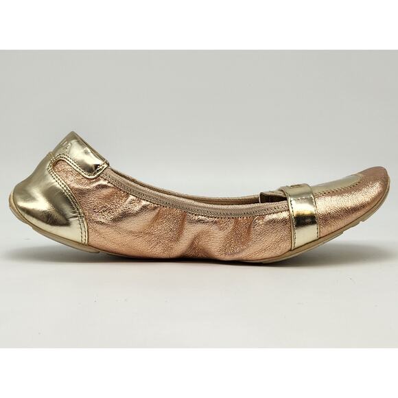 Prada Pink/Pewter Metallic Leather Elastic Loafer Flat Size 37.5 US 7 - Picture 6 of 15